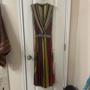 INC International Concepts Multicolor Striped Sleeveless V-Neck Maxi Dress